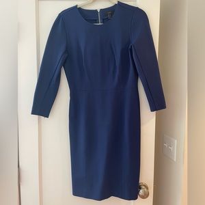J Crew 3/4 sleeve zip up midnight blue sheath dress size 4